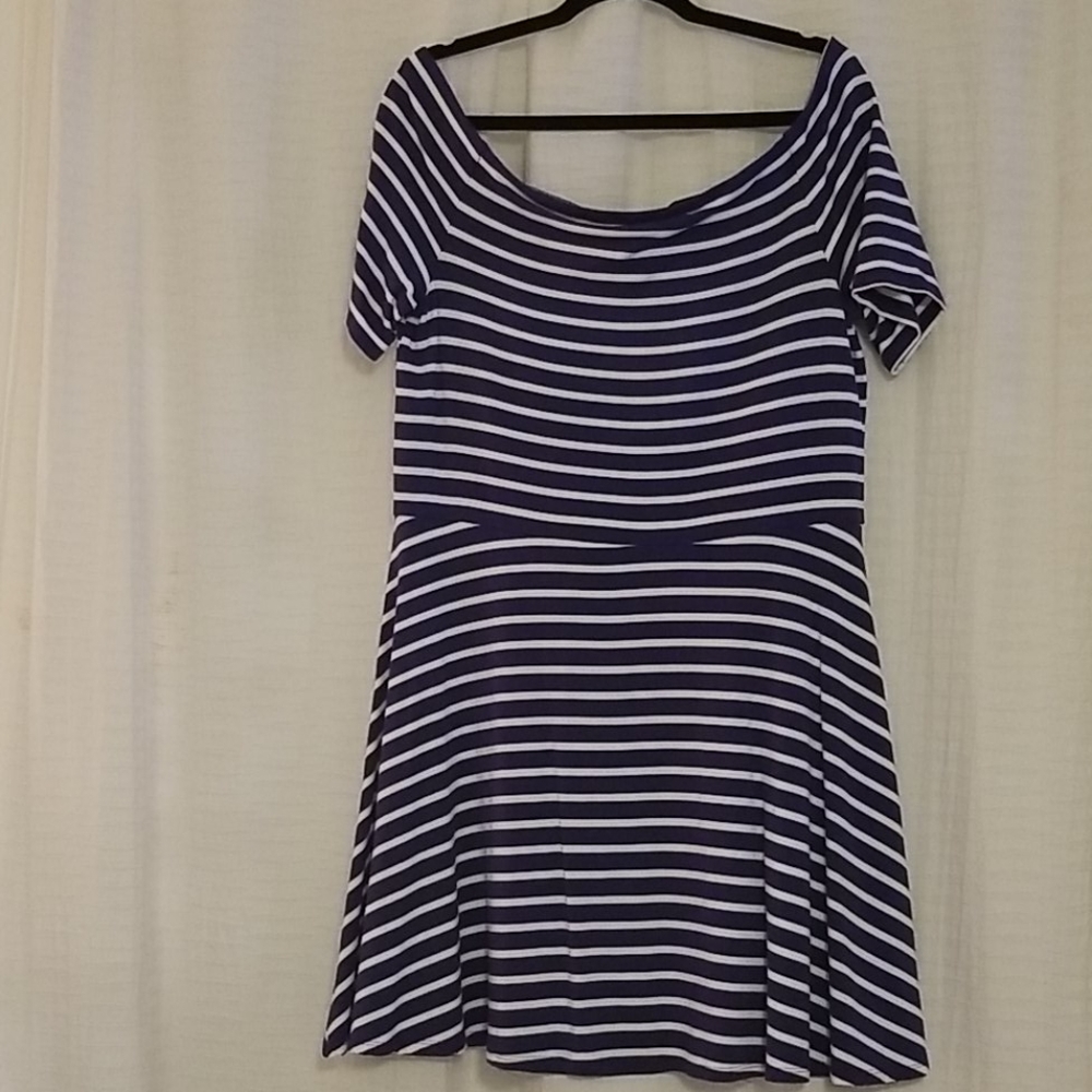 White House Black Market Scoop Neck Striped Dress